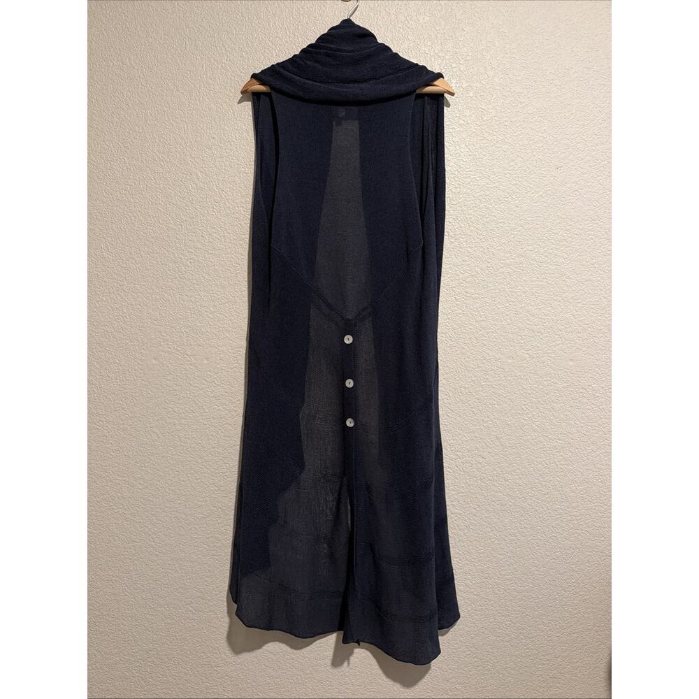 Linea Domani Minimalist Luxury Cardigan Long Line Blue Drape Lagenlook Boho Art - Picture 5 of 8